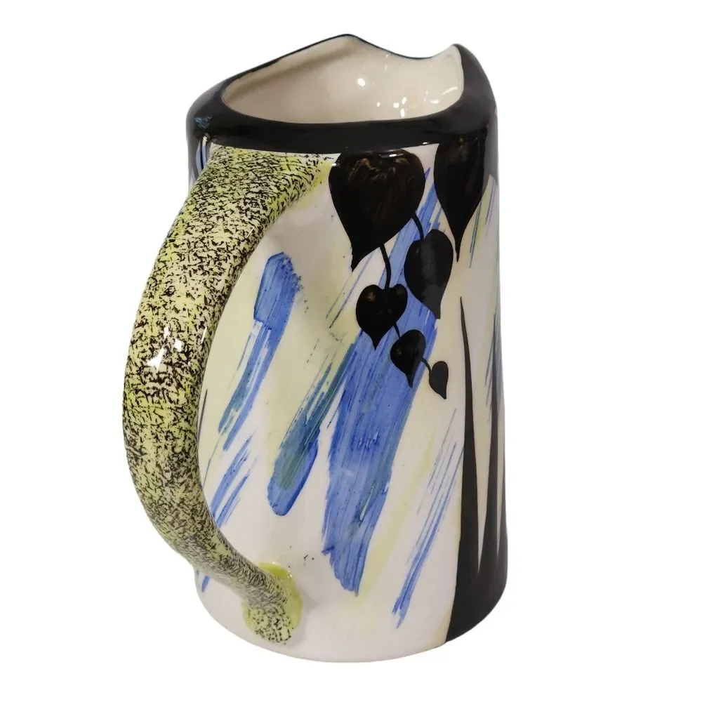 Vintage‎ Evandale Hand-painted Multicolored Porcelain Pitcher Signed Noble 7.5in